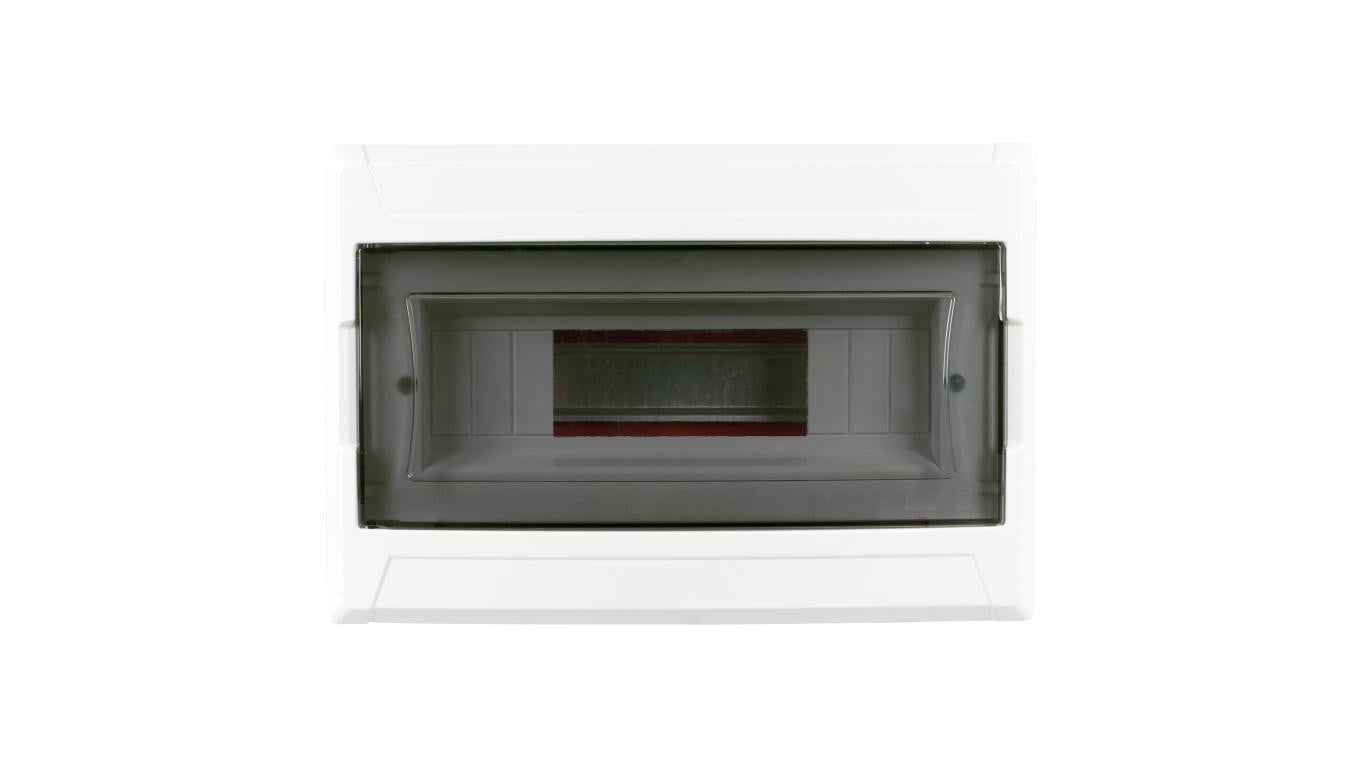 Rozdzielnica podtynkowa S-12 (N+PE) 1x12 moduły IP40 306x206x100mm drzwi transparentne dymne NEKU