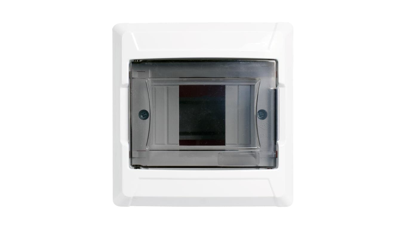 Rozdzielnica podtynkowa S-4 1x4 moduły IP40 135x140x100mm drzwi transparentne dymne NEKU