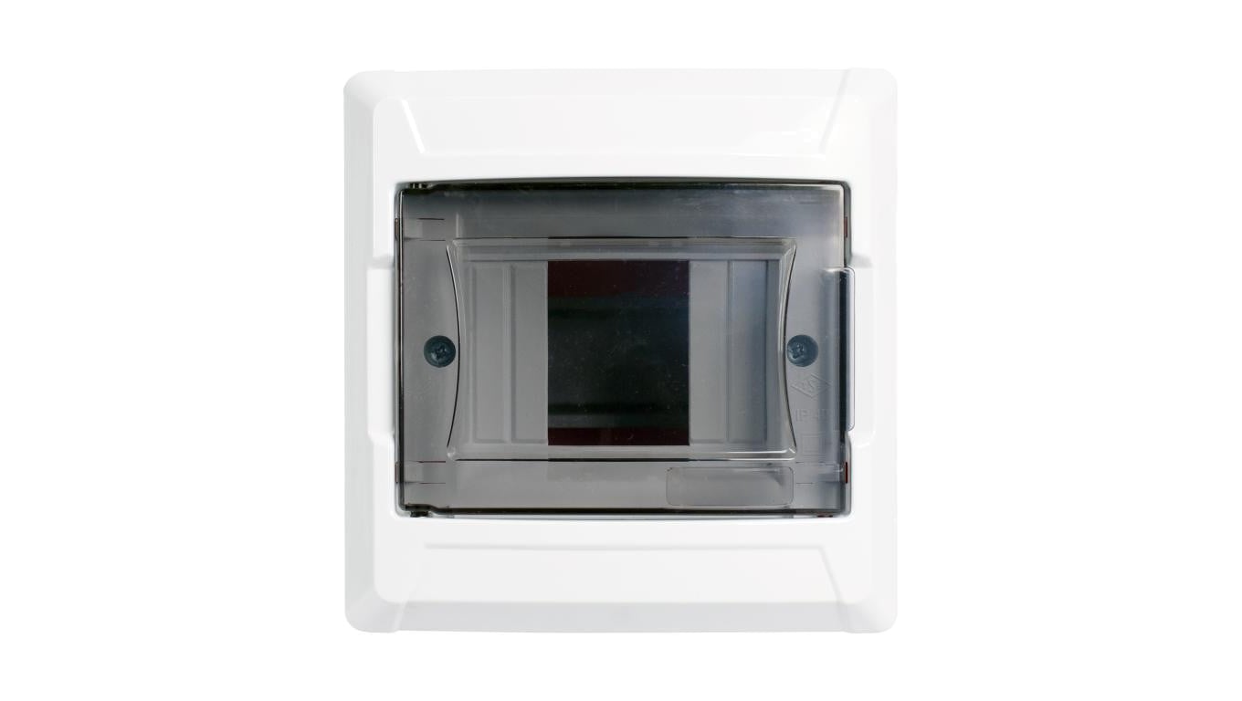 Rozdzielnica podtynkowa S-4 1x4 moduły IP40 135x140x100mm drzwi transparentne dymne NEKU