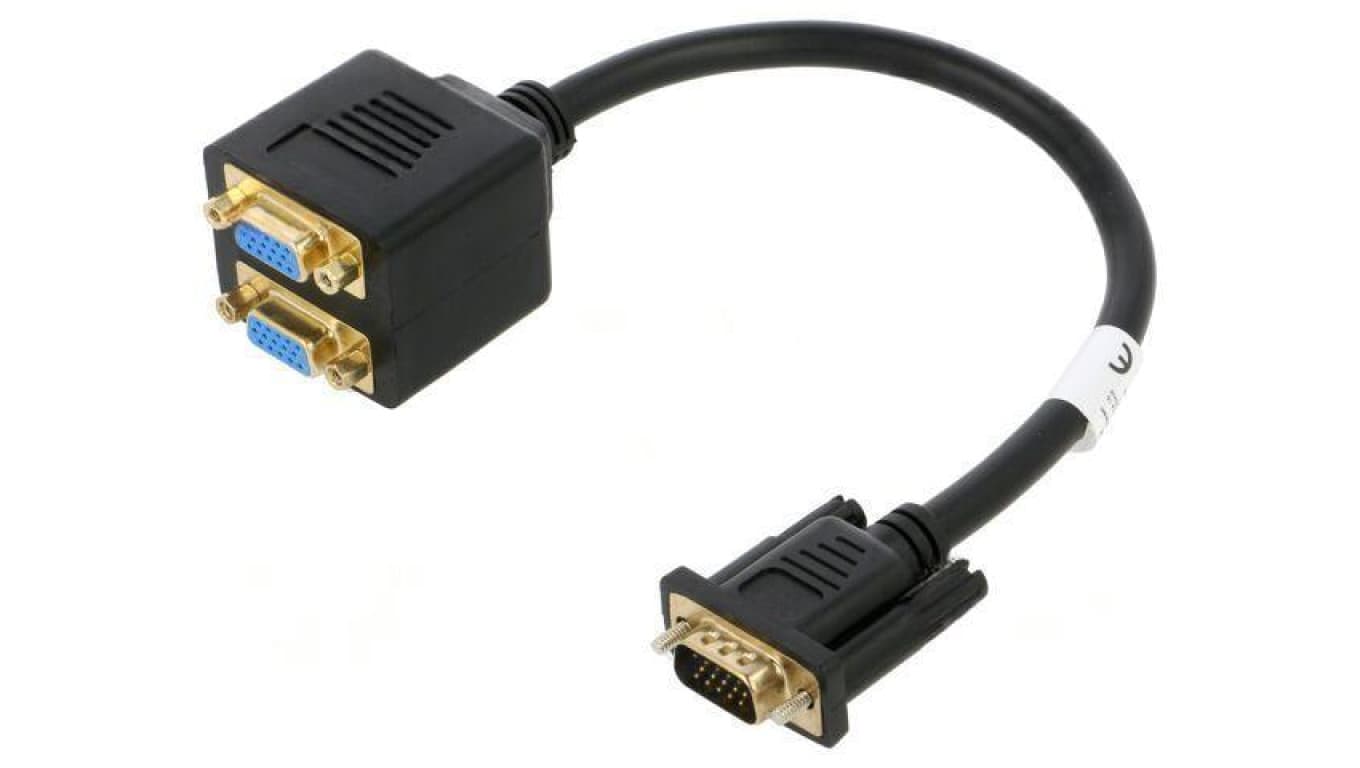 Rozgałęźnik VGA gniazdo x2,VGA wtyk Full HD 1080p 0,2m ABS AD-0020-BK