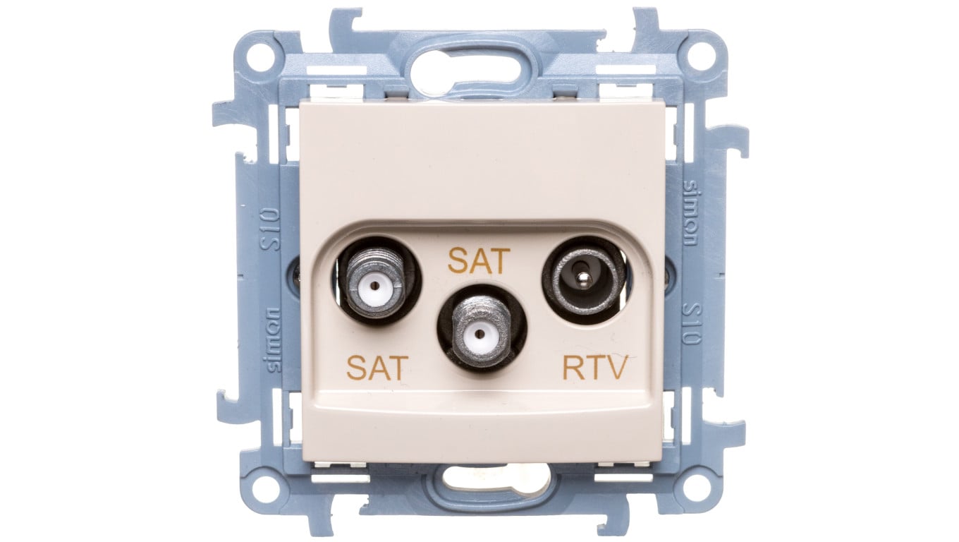 Simon 10 Gniazdo antenowe podwójne SAT-SAT-RTV kremowy CASK2.01/41