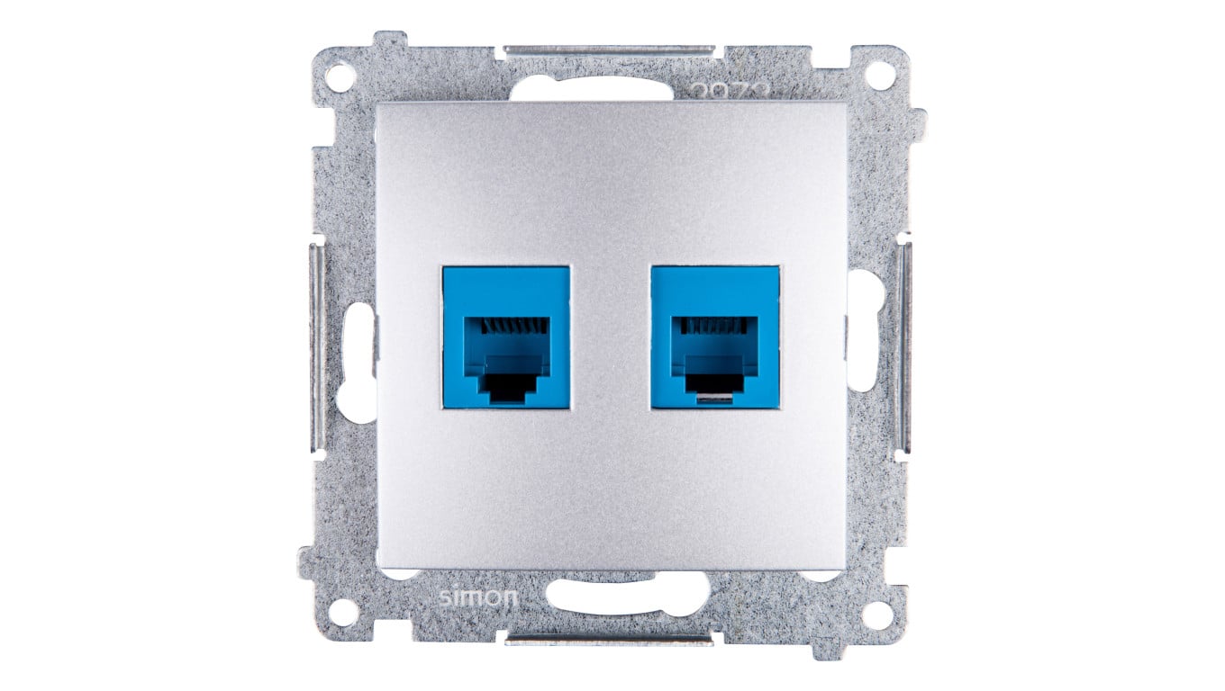 Simon 54 Gniazdo telefoniczne podwójne 2xRJ12 srebrny mat DT2.01/43