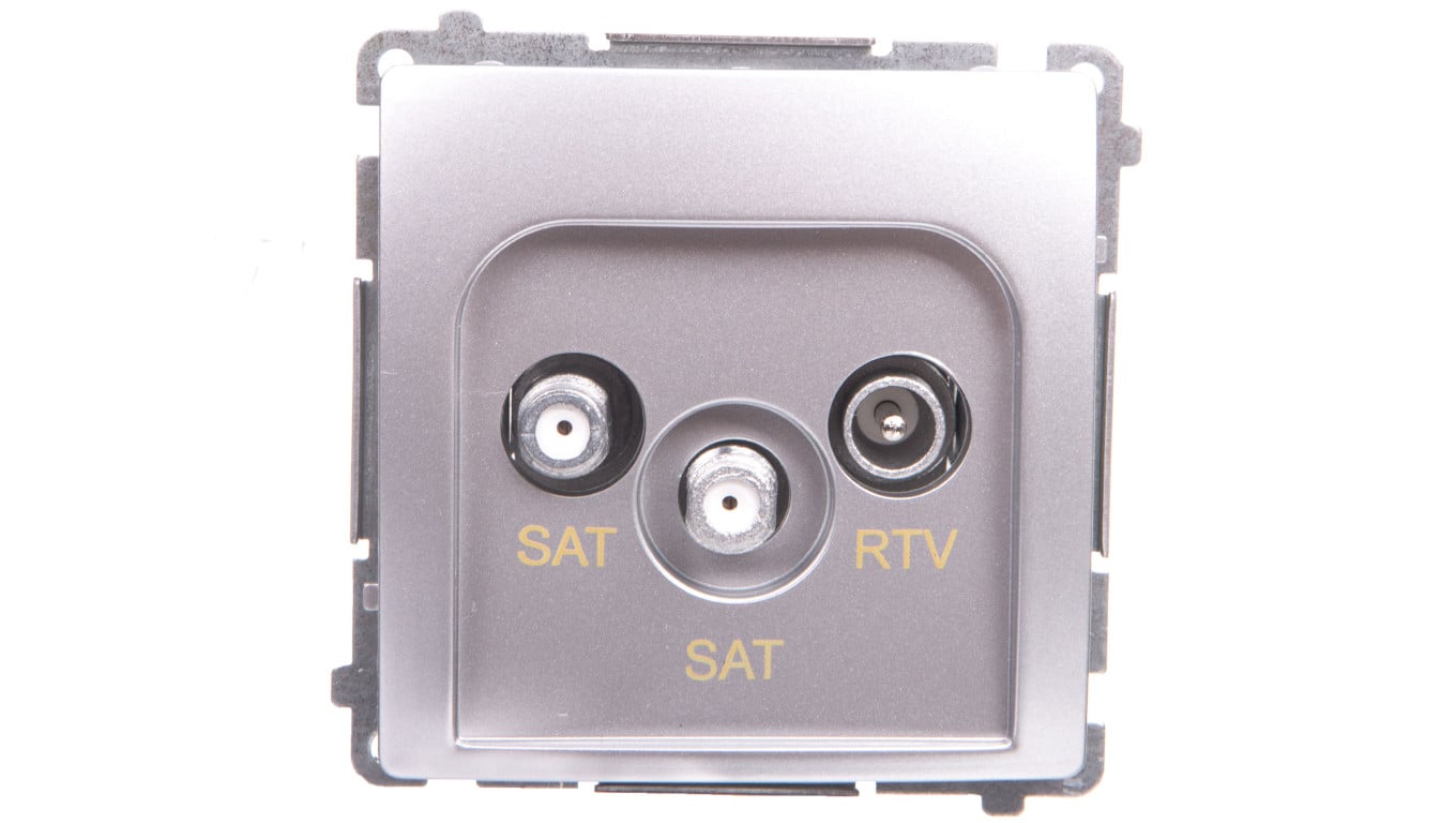 Simon Basic Gniazdo antenowe podwójne końcowe SAT-SAT-RTV srebrny mat BMZAR+SAT3.1-P2.01/43