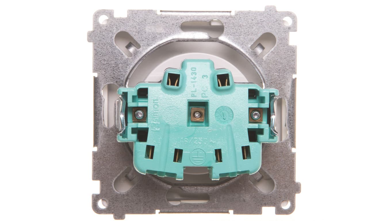 Simon Basic Gniazdo pojedyncze b/u 16A 250V srebrny mat BMG1.01/43