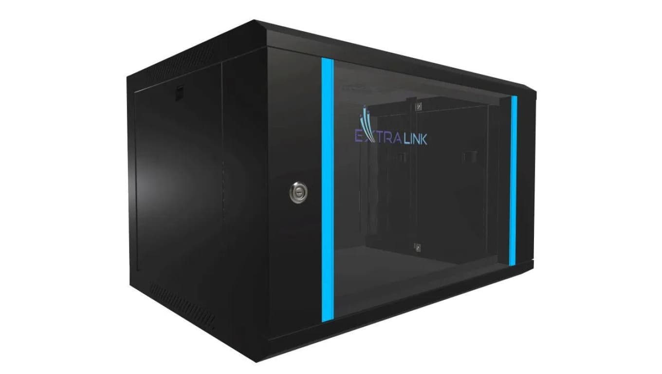 Szafa rack montowana na ścianie Extralink Lite 6U 530x400 Czarna z półką