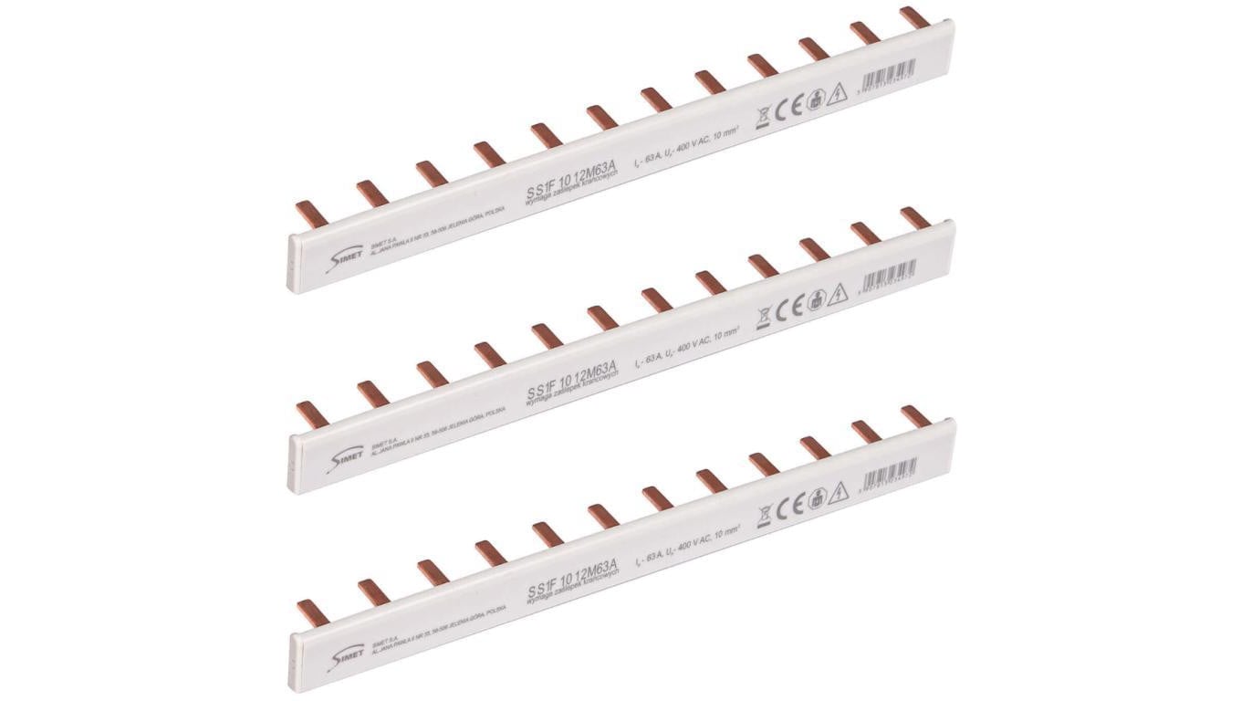 Szyna łączeniowa trzpieniowa 1-fazowa 10mm2 63A na 12 modułów SIMET