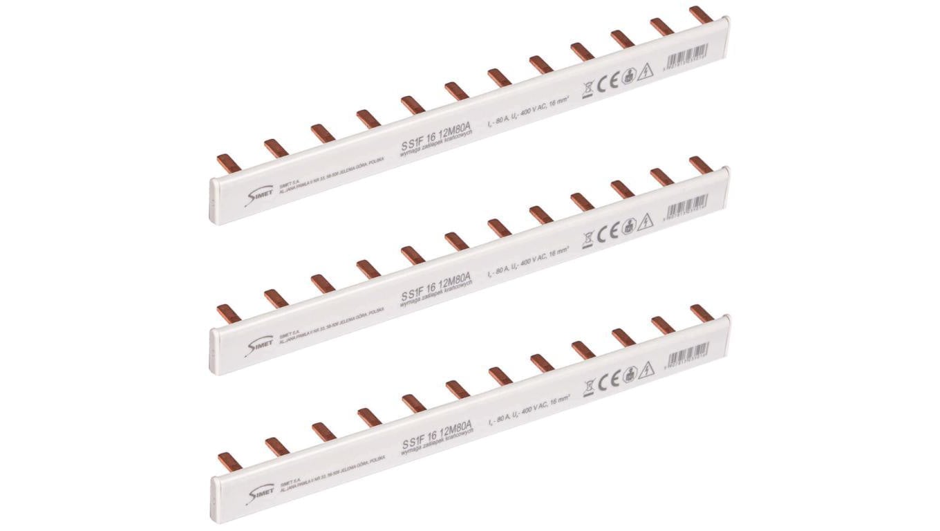 Szyna łączeniowa trzpieniowa 1-fazowa 16mm2 80A na 12 modułów SIMET