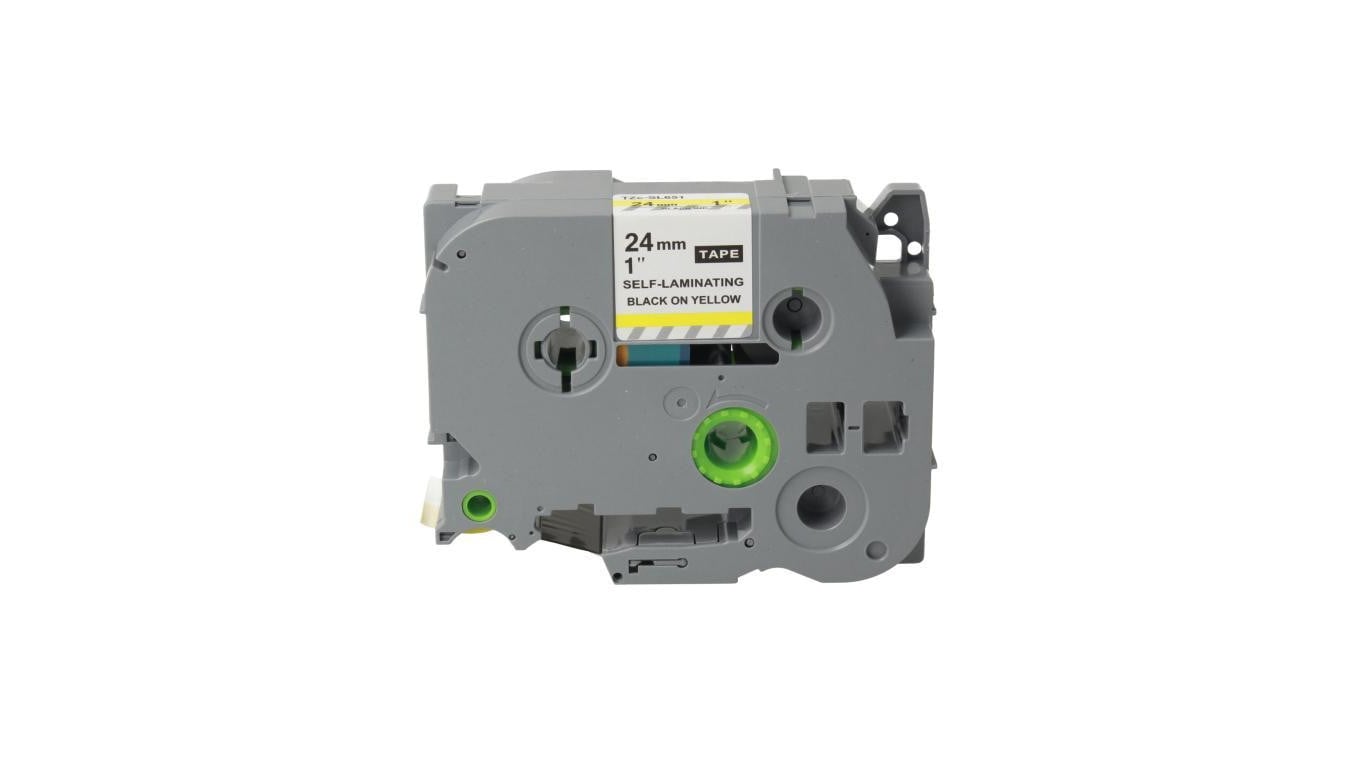 Taśma Tze-SL651 samolaminująca do drukarki Brother 24mm 8m (10+14mm) żółta taśma czarny nadruk