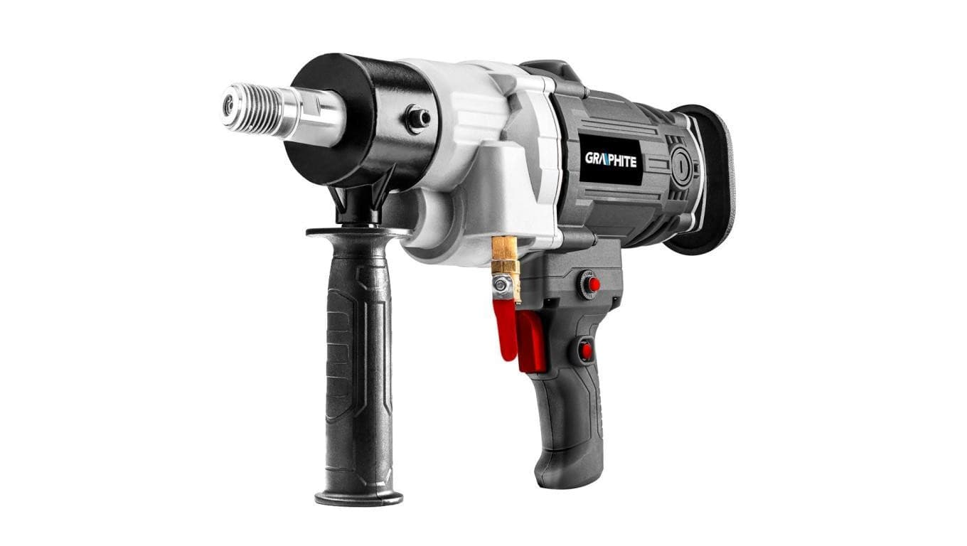Wiertnica diamentowa sieciowa 230V 2200W wiertarka, otwornica do kamienia i betonu w zestawie z akcesoriami GRAPHITE 58G540