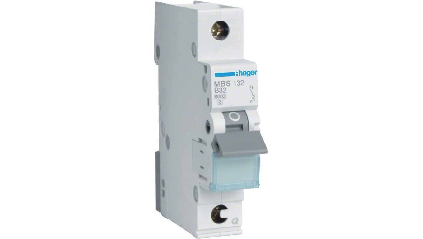 Wyłącznik nadprądowy S bezpiecznik 1-fazowy B32 (B 32A) 1-biegunowy 1P (230/400V AC) 1-modułowy Hager Quick Connect
