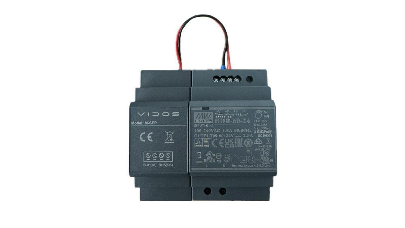 Zasilacz na szynę DIN do pracy w dwużyłowym systemie cyfrowym VIDOS DUO 24V 2,5A M-SEP/HDR-60-24