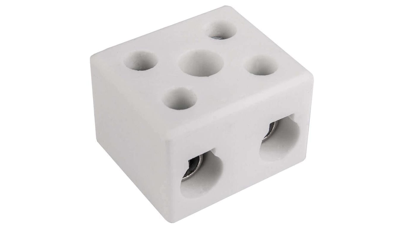 Złączka instalacyjna ceramiczna 2x16mm2 uniwersalna (na drut / linkę) 450V 30A biała SIMET