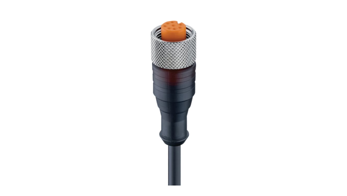 kabel konfekcjonowany jednostronnie zakończony złącza M12 8-PINowe żeńskie proste złącze z gwintowanym RKT 8-6-337/10 M