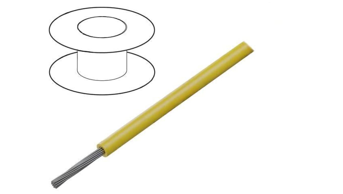 Przewód HookUp Wire linka Cu 30AWG PTFE żółty 600V 305m 5851 YL001