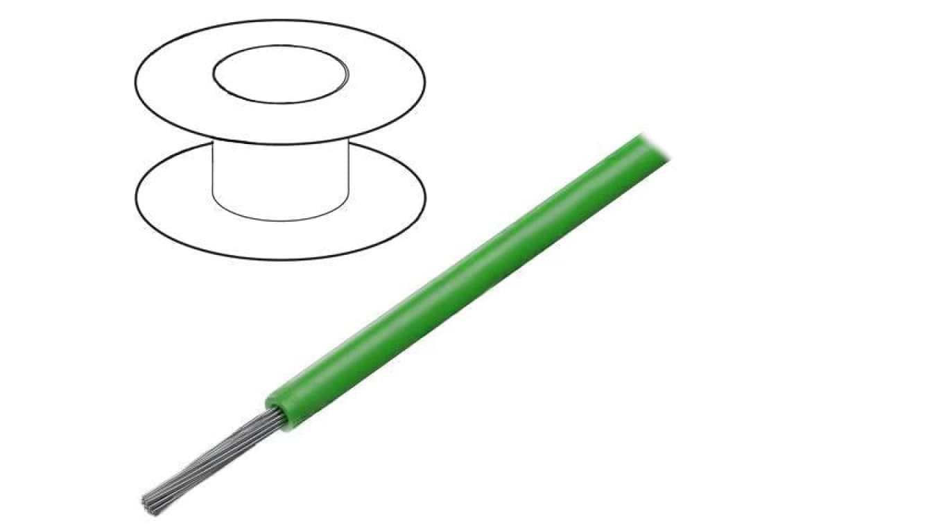 Przewód HookUp Wire linka Cu 24AWG PVC zielony 150V 305m 7054/19 GR001