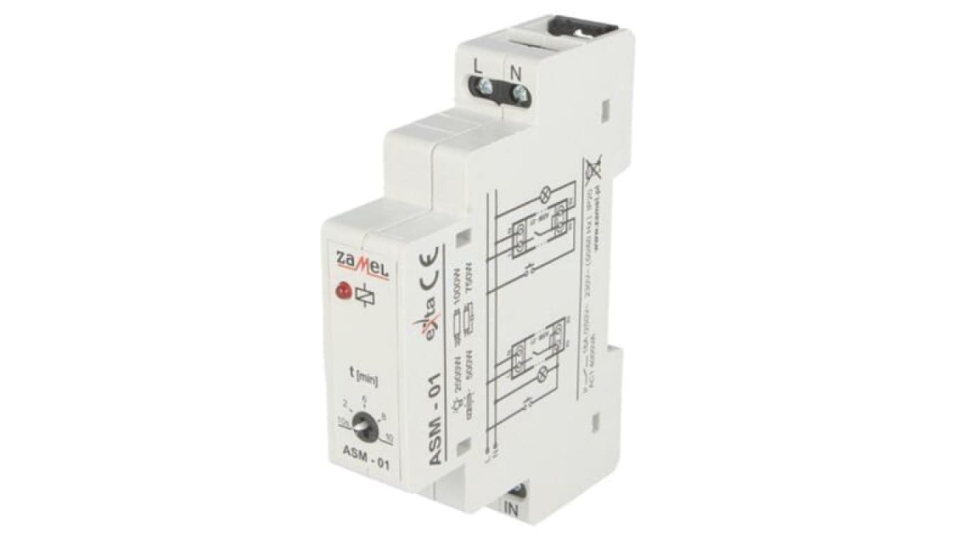 Automat schodowy, na szynę DIN, 230VAC, SPST-NO, IP20, 16A ASM-01