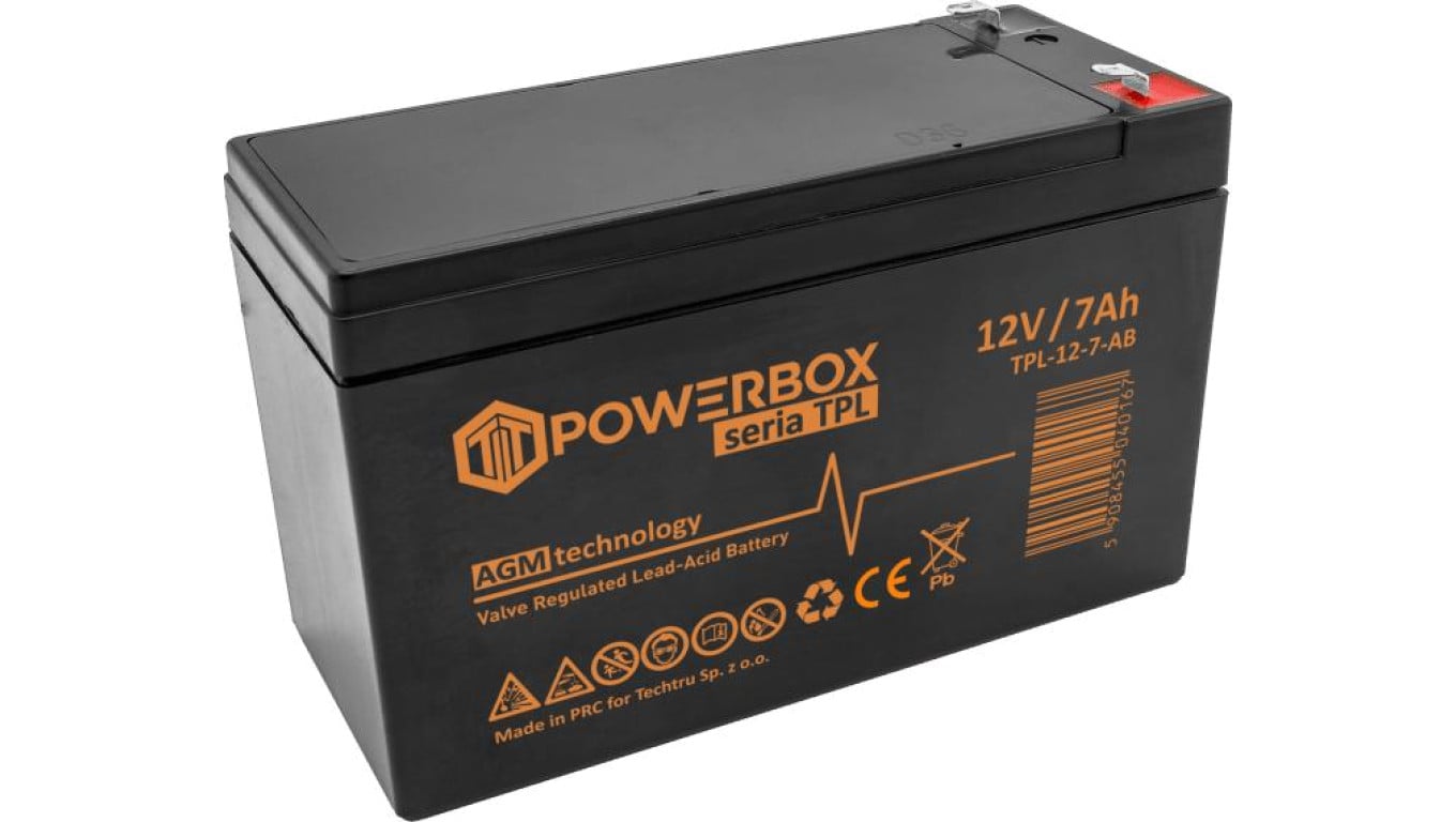 Akumulator VRLA / AGM bezobsługowy Powebox TPL 12V 7Ah T2