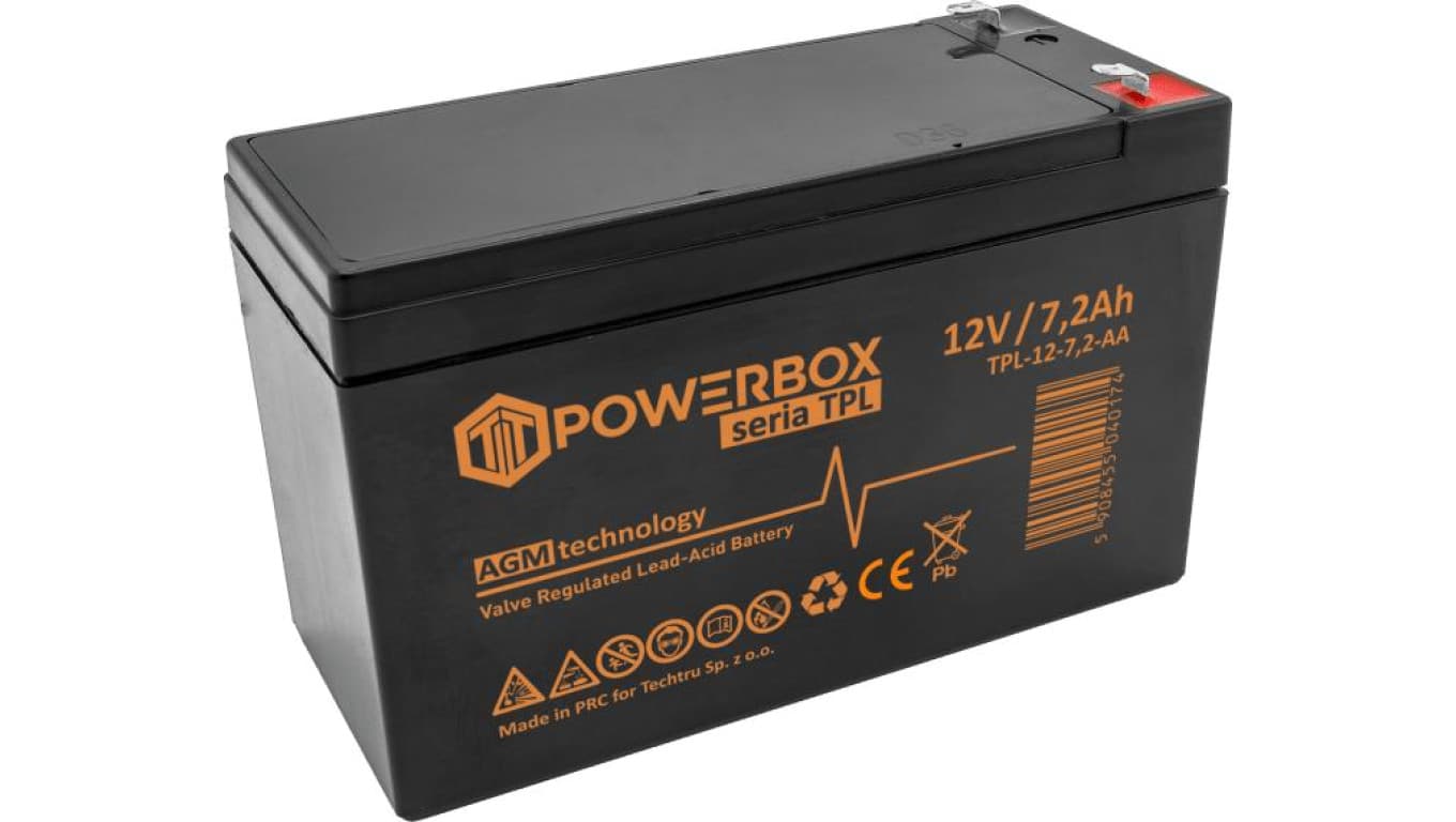 Akumulator VRLA / AGM bezobsługowy Powebox TPL 12V 7,2Ah T1