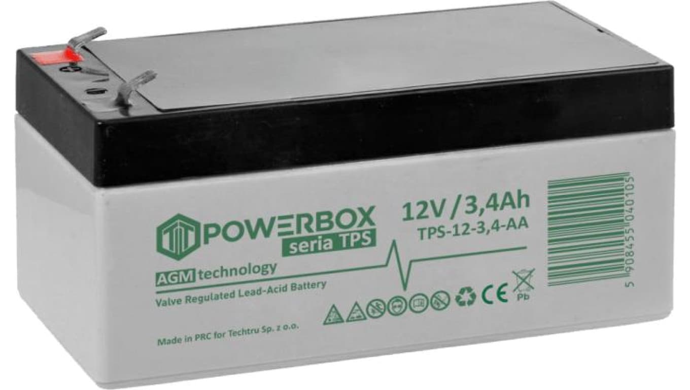 Akumulator VRLA / AGM bezobsługowy Powebox TPS 12V 3,4Ah