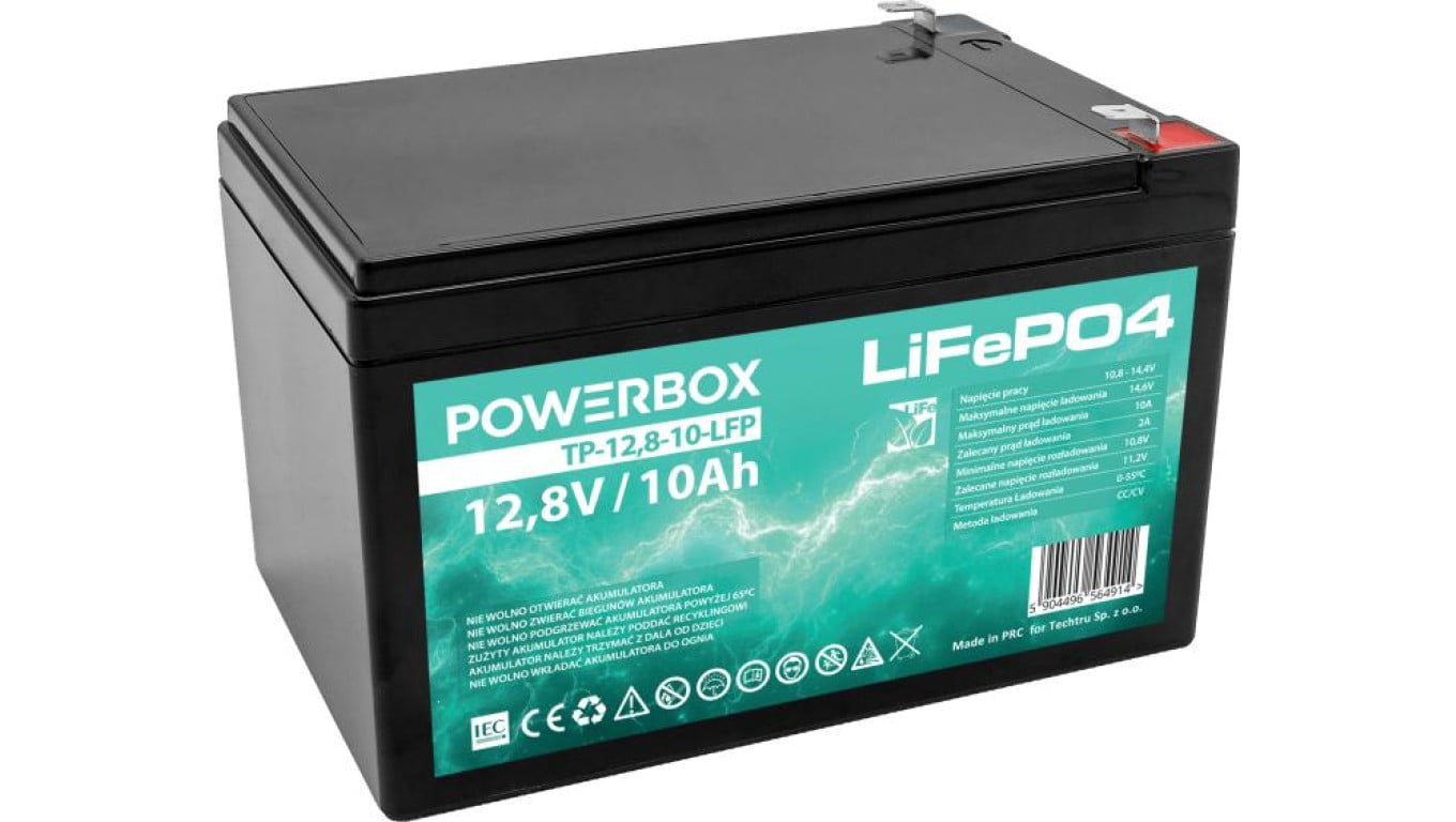 Akumulator wysokiej gęstości energii Powerbox LiFePO4 12,8V 10Ah