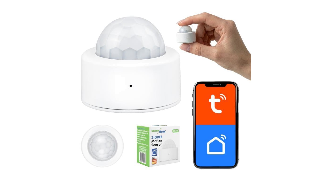 Bezprzewodowy czujnik ruchu Zigbee Tuya GreenBlue, Android/iOS/,CR2450 DC 3.0V, zakr. detekcji 120 / do 8m, GB740