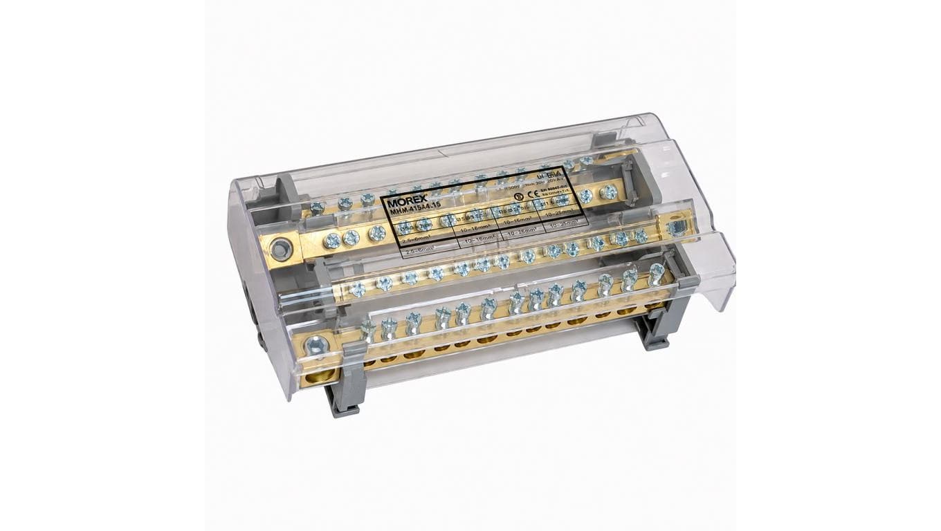 Blok rozdzielczy dystrybucyjny Listwa łączeniowa 4x9 160A na szynę DIN TH35 4x (1x 10-50mm2 + 2x 10-35mm2 + 6x 1,5-16mm2) MOREK