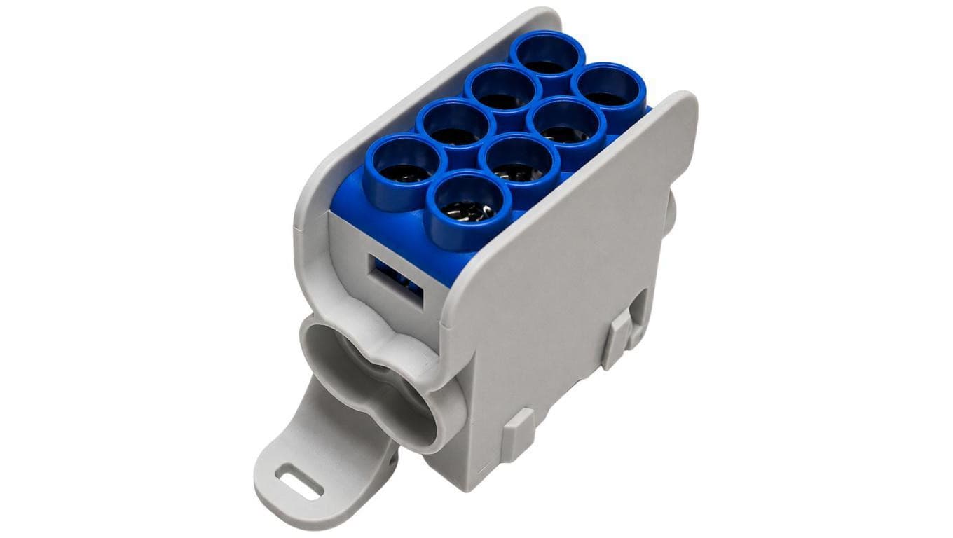 Blok rozdzielczy dystrybucyjny Listwa łączeniowa Al/Cu 1x2 100A na szynę DIN TH35 1x (1x 25mm2 + 1x 16mm2) niebieski HLAK MOREK
