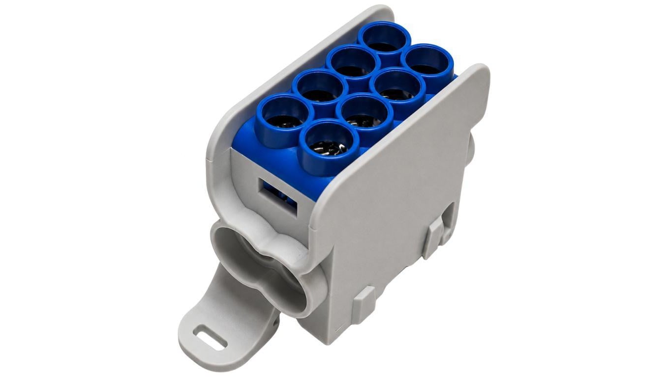 Blok rozdzielczy dystrybucyjny Listwa łączeniowa Al/Cu 1x2 100A na szynę DIN TH35 1x (1x 25mm2 + 1x 16mm2) niebieski HLAK MOREK
