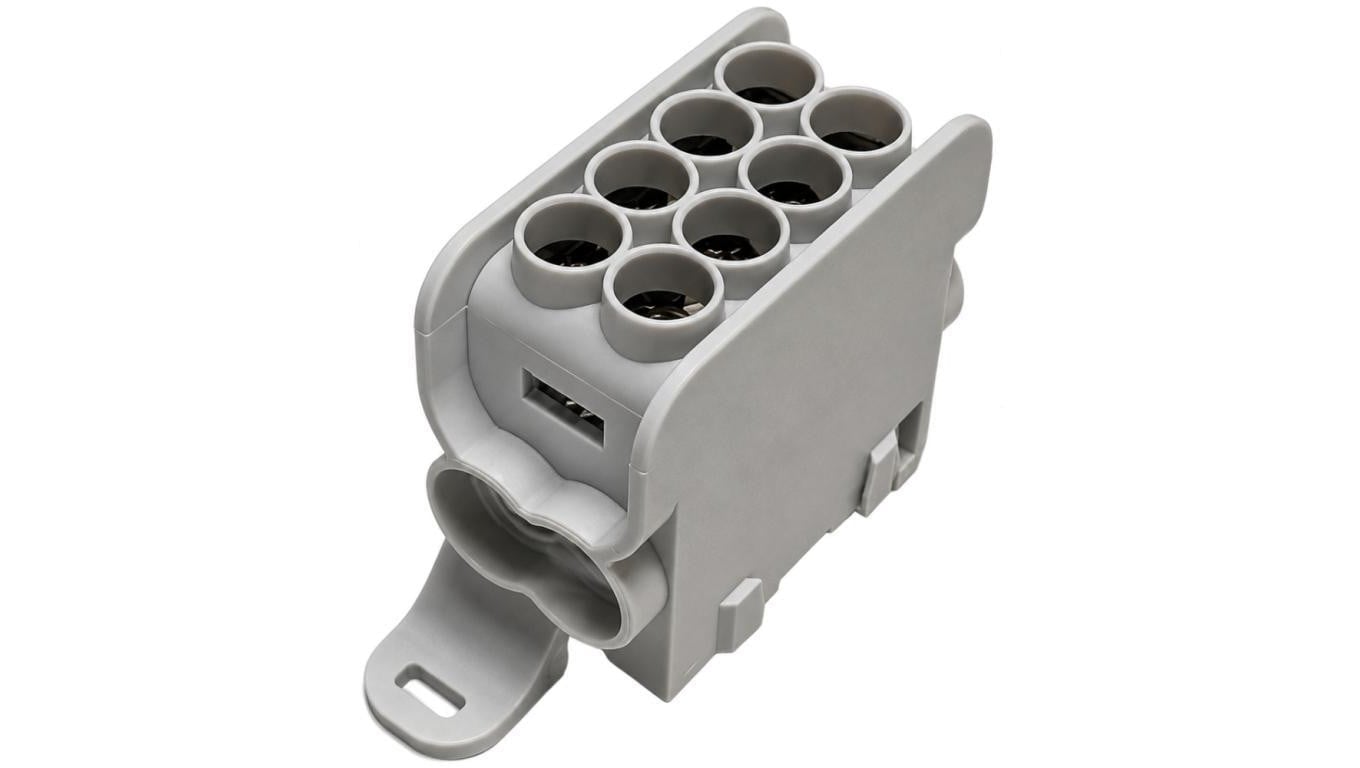 Blok rozdzielczy dystrybucyjny Listwa łączeniowa Al/Cu 1x2 100A na szynę DIN TH35 1x (1x 25mm2 + 1x 16mm2) szary HLAK MOREK