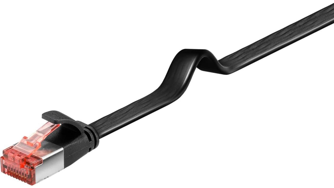 CAT 6 kabel krosowy płaski,U/FTP, czarny - Długość kabla 7.5 m