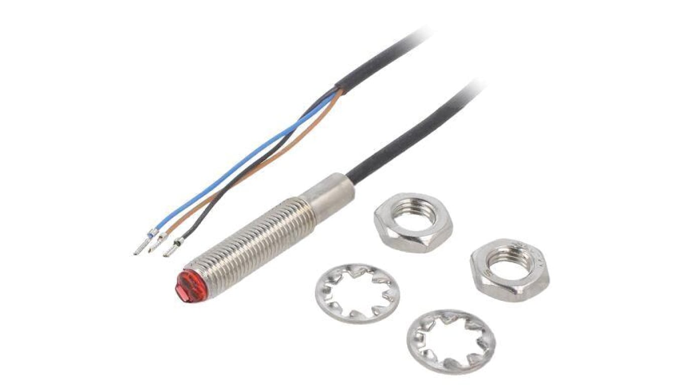 Czujnik fotoelektryczny, odbiciowy, z konfiguracją wyjścia PNP, max. 0,1A, przewody, BOS 08E-PS-KD20-02