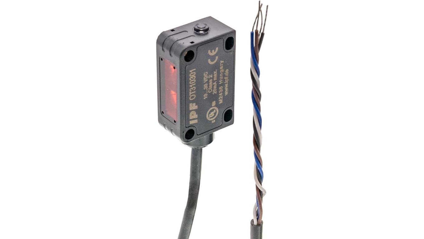 Czujnik optyczny przycisk 36x20x12mm Sn: 30-100 10-30V DC 1x PNP NC/NO kabel 2m 4-żyłowy IP67 tworzywo ABS+PMMA OT310301