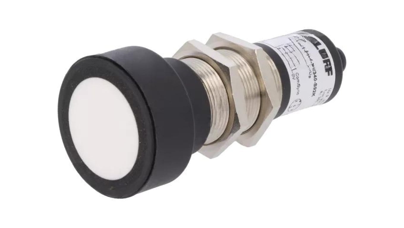 Czujnik ultradźwiękowy, prosty, z konfiguracją wyjścia PNP/NO/NC, max. 0,2A, M12 męski, IP67, BUS M30M1-PPX-35/340-S92K
