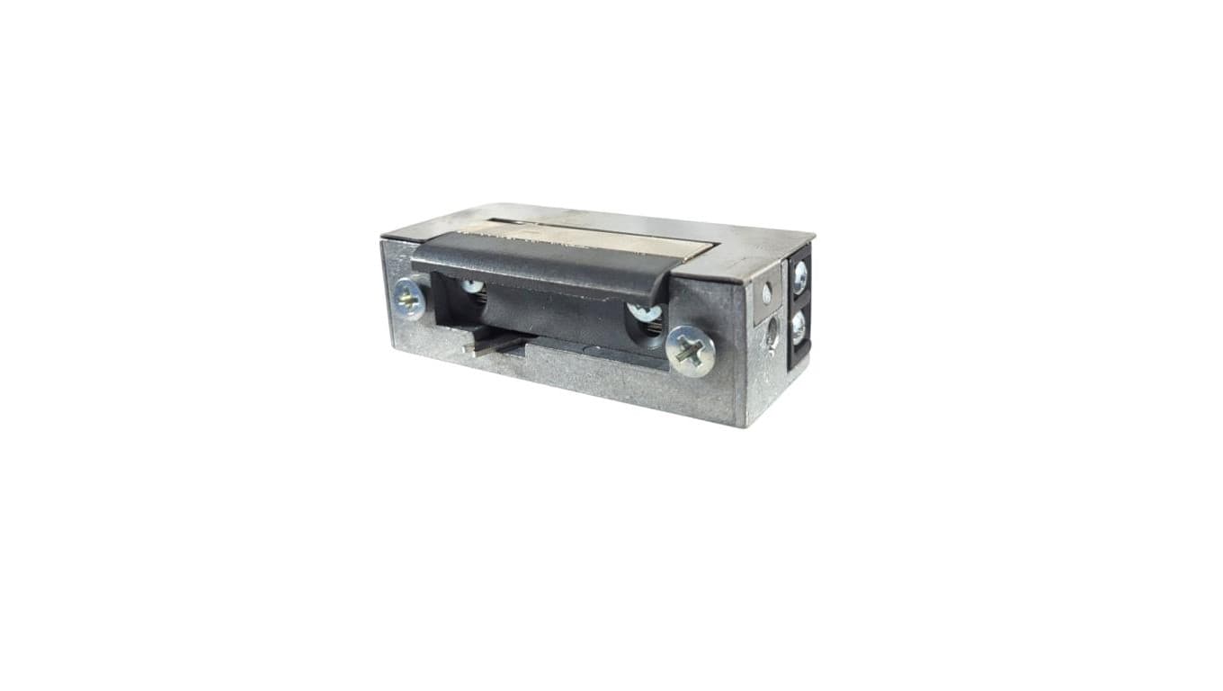 Elektrozaczep ES1-003, do furtek, ze stalowym zaczepem, z wyłącznikiem (blokadą) 12V AC/DC