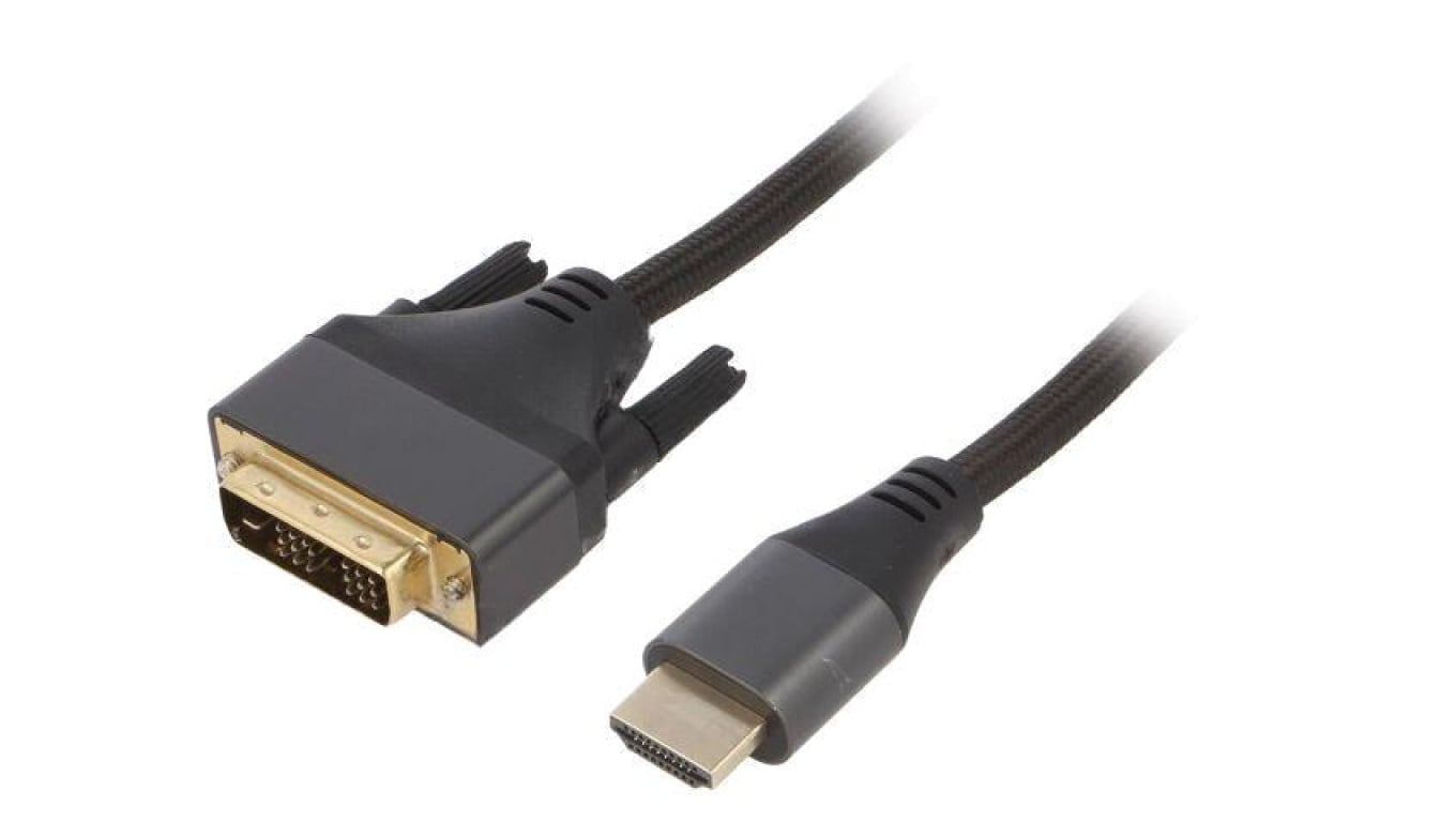 Kabel DVI-D (18+1) wtyk,HDMI wtyk, tekstylny, 4K,UHD 2160p, dł. przewodu: 1,8m CC-HDMI-DVI-4K-6