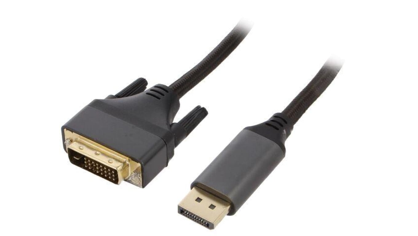 Kabel DisplayPort wtyk,DVI-D (24+1) wtyk, tekstylny, dł. przewodu: 1,8m CC-DPM-DVIM-4K-6