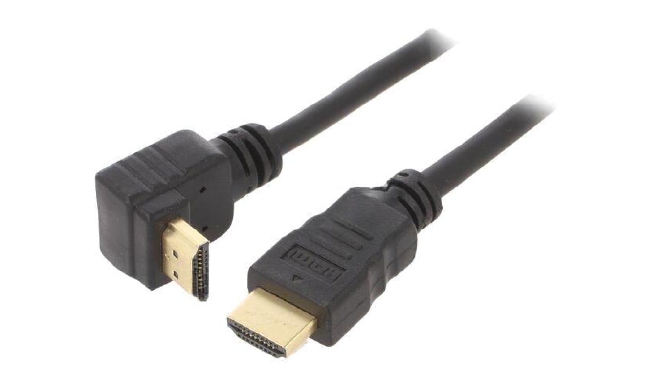 Kabel HDMI wtyk,HDMI wtyk 90 góra/dół, PVC, HDMI 2.0, 30AWG, dł. przewodu: 3m CC-HDMI490-10