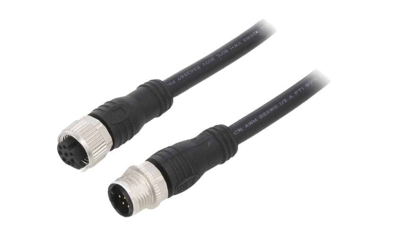 Kabel do czujników/automatyki M12 PIN 8 3m wtyk 36VDC PVC M12-C334 3M