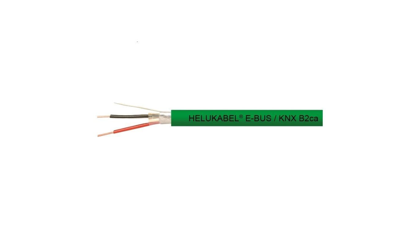 Kabel transmisyjny E-BUS 1x2x0,8mm do magistrali instalacyjnej EIB KNX zielony 150V ekranowany bezhalogenowy B2ca HELU /500m/