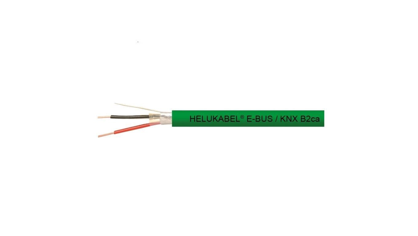 Kabel transmisyjny E-BUS 1x2x0,8mm do magistrali instalacyjnej EIB KNX zielony 150V ekranowany bezhalogenowy B2ca HELU /500m/