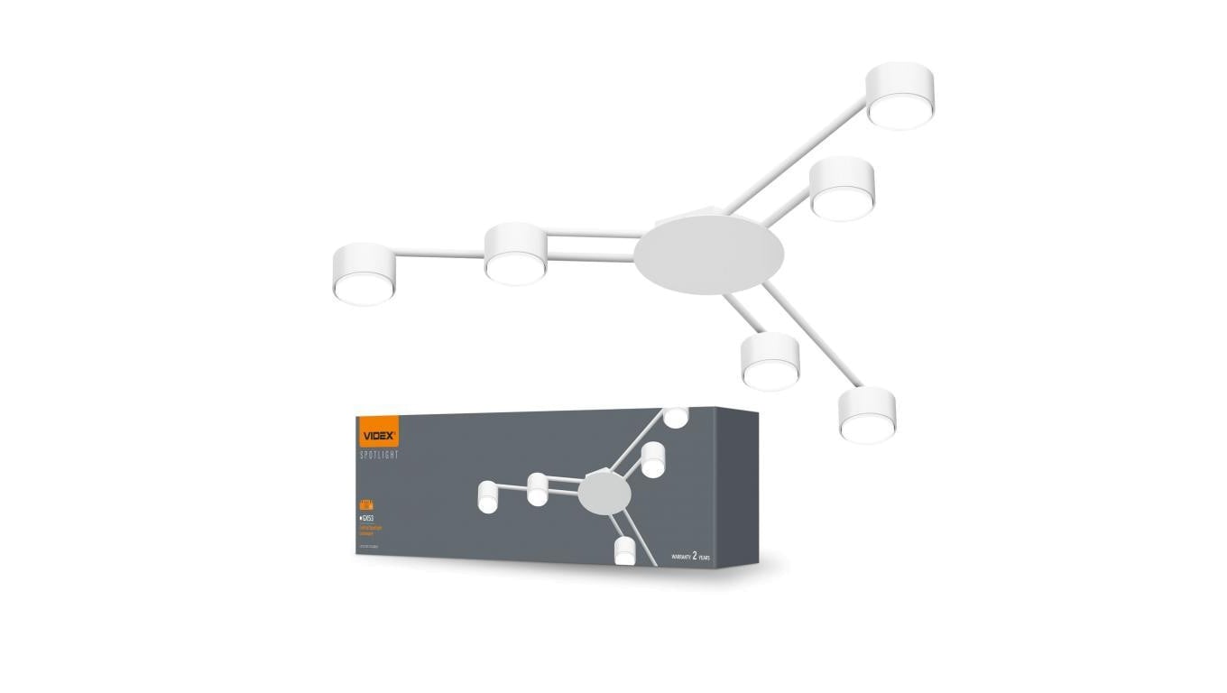 Lampa Sufitowa Żyrandol 6x GX53 LED Biała Nowoczesna Videx