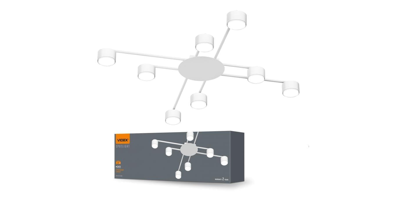 Lampa Sufitowa Żyrandol 8x GX53 LED Biała Nowoczesna Videx