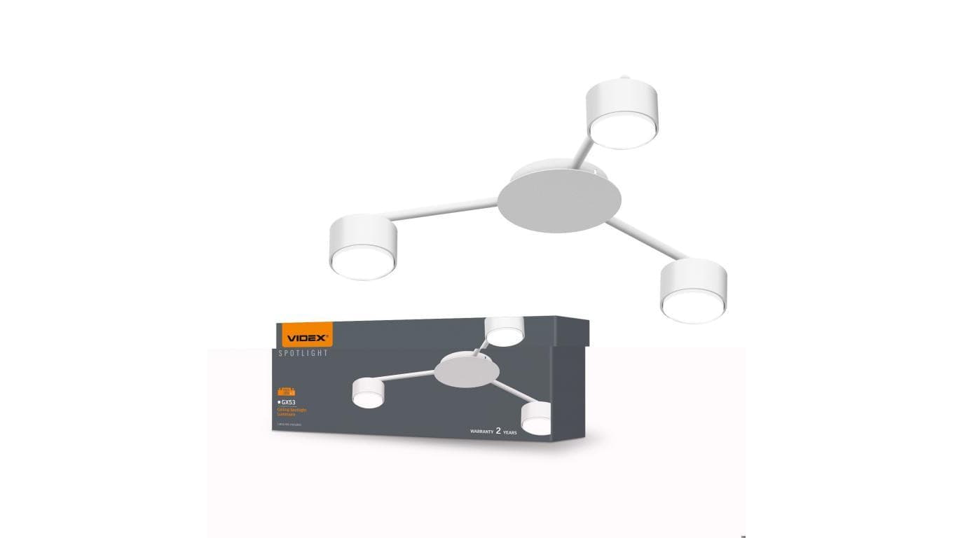 Lampa Sufitowa Żyrandol Oprawa 3x GX53 LED Biała Nowoczesna Videx