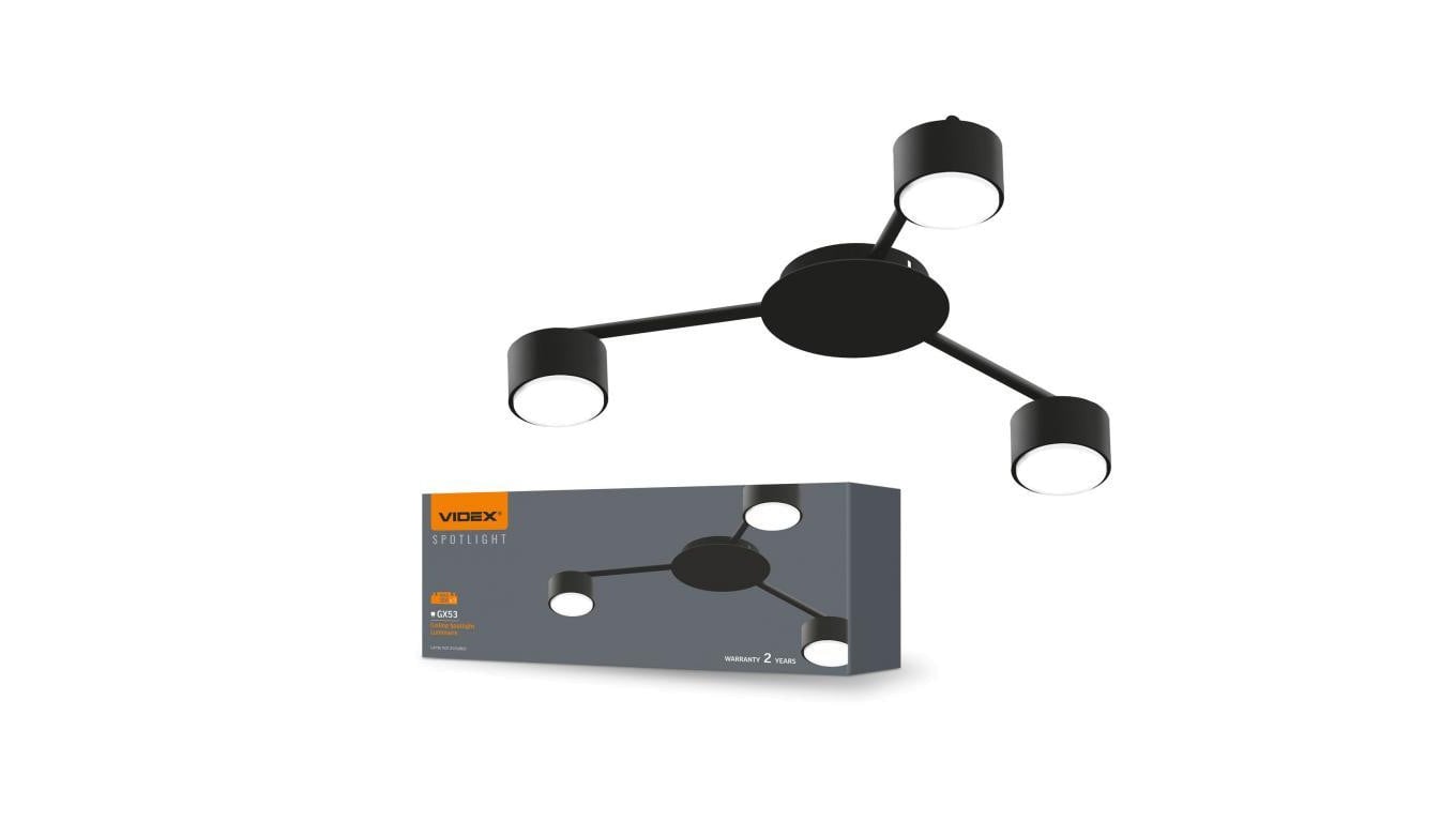 Lampa Sufitowa Żyrandol Oprawa 3x GX53 LED Czarna Nowoczesna Videx