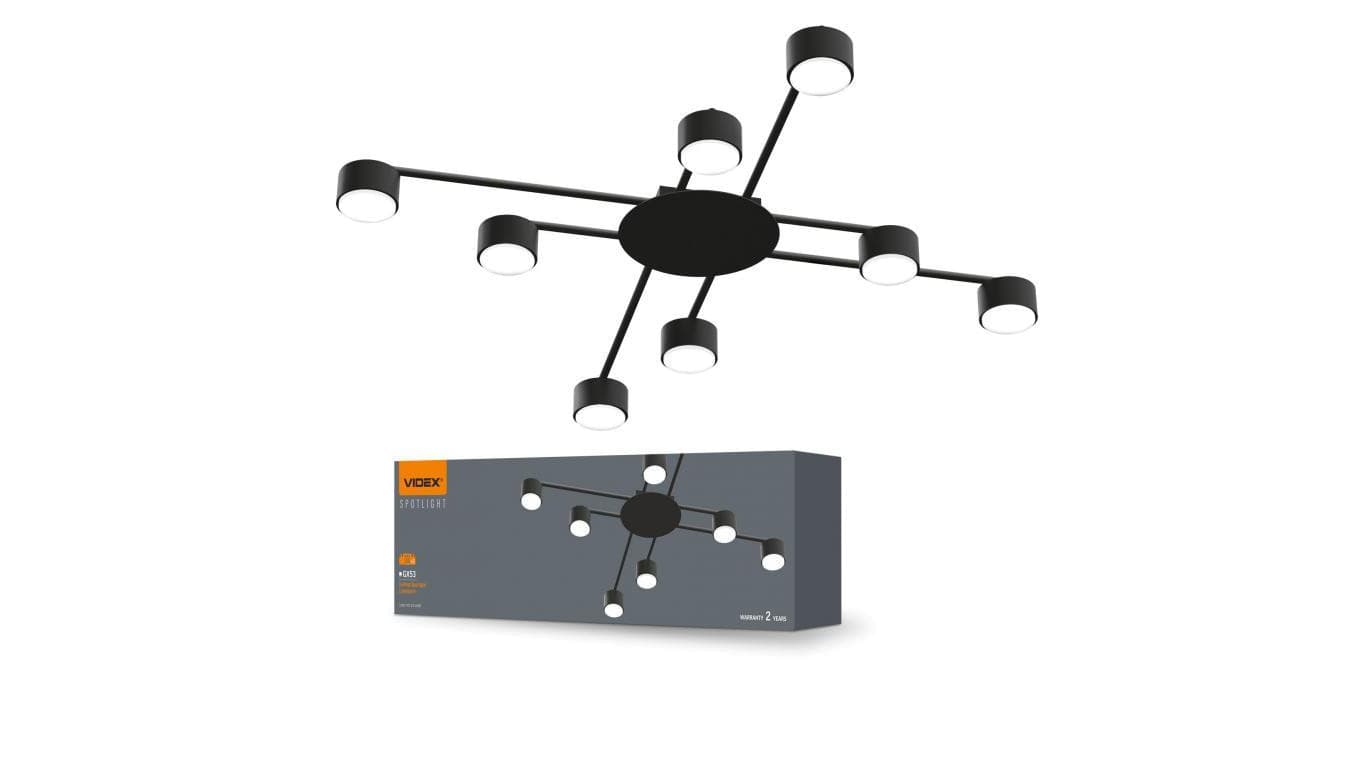 Lampa Sufitowa Żyrandol Oprawa 8x GX53 LED Czarna Nowoczesna Videx