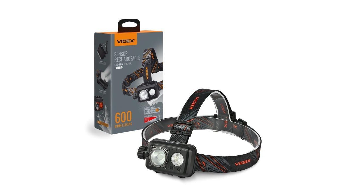 Latarka Czołowa Akumulatorowa LED 10W 600lm 8 Trybów USB-C Wodoszczelna IP55 Videx