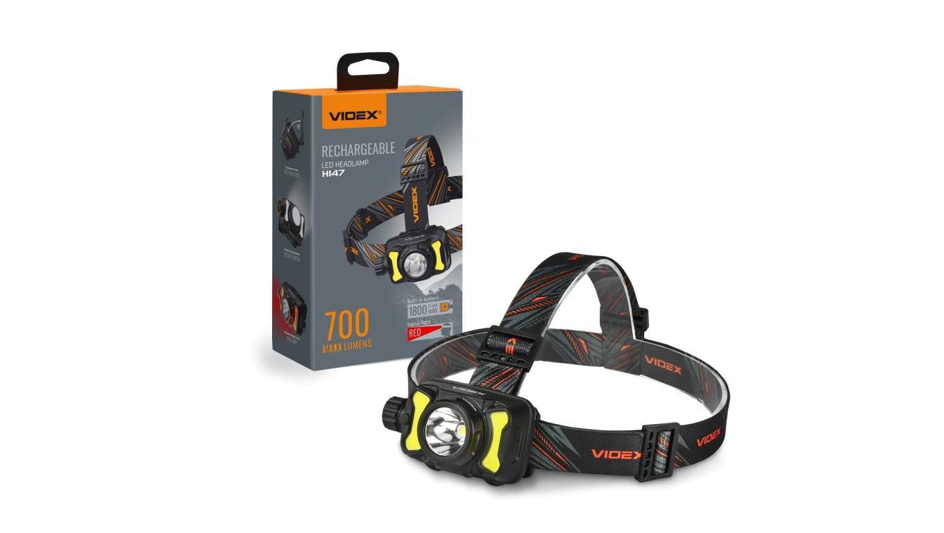 Latarka Czołowa Akumulatorowa LED 5W 700lm 8 Trybów Pracy USB-C Wodoszczelna IP55 Videx