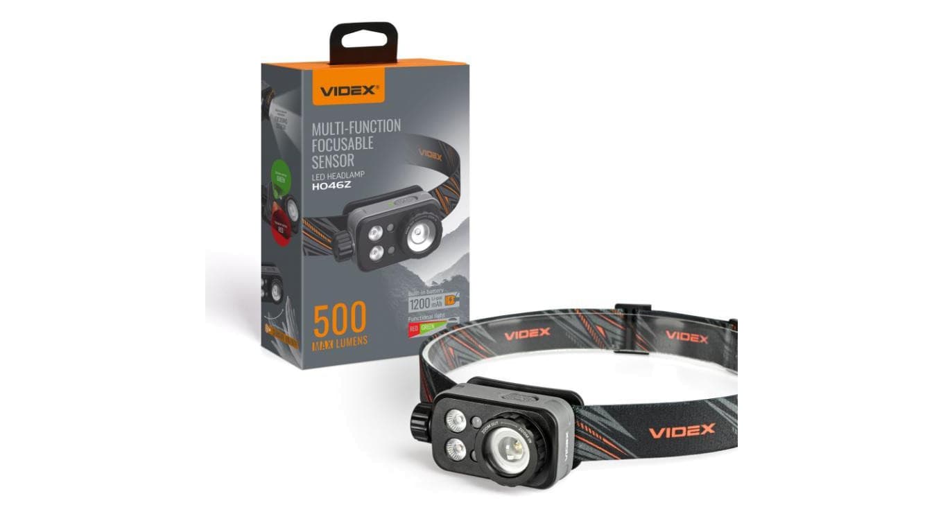 Latarka Czołowa LED 3 Barwy Światła 5W 500lm 5000K Czarna IP65 Videx