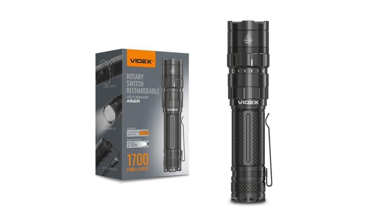 Latarka Ręczna Akumulatorowa LED 20W 1700lm 5 Trybów Pracy USB-C Wodoszczelna IP68 Videx