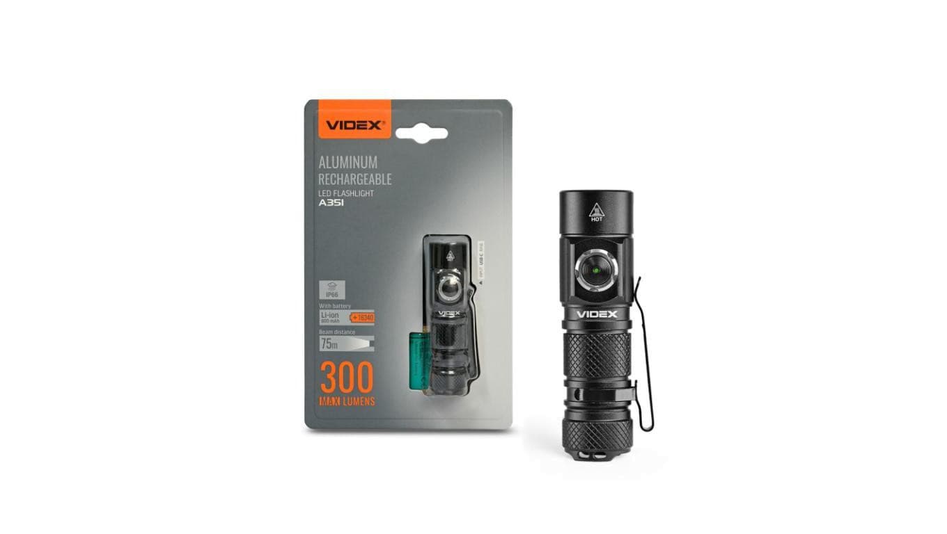 Latarka Ręczna Akumulatorowa LED 3 Barwy Światła 20W 300lm 5000K Czarna IP67 Videx